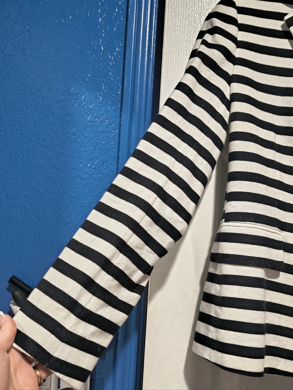 Lauren Ralph Lauren Black White Striped Nautical Tailored Blazer Jacket - Size 6 - Picture 9 of 16